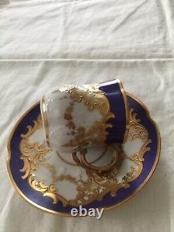 Antique Magnifique Elite Limoges Cobalt Blue And Gold Demitasse Cup & Saucer