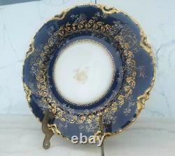 Antique Mayer Haviland Limoges Cobalt Blue Gold Filigree Plate
