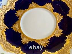 Antique Meissen Cobalt Blue & Gilt Gold Florals 5 Saucer Sous Glaze Mark