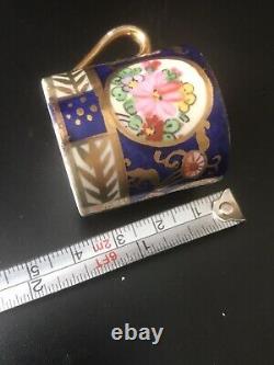 Antique Noritake Mippon Miniature Demi Cup Soucoupe Cobalt Or Rose Peinte À La Main