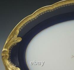 Antique Pouyat Limoges Cobalt Platter De Service Incrusté D'or