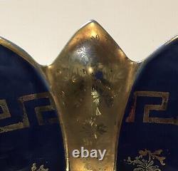 Antique R S Prusse Cobalt Blue Gold Greek Key Scalloped Edge Porcelaine Bowl