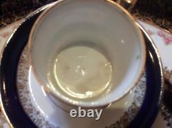 Antique Rare Tea-tray Tea Service For Two Cobalt Blue Burnished Gold Stunning