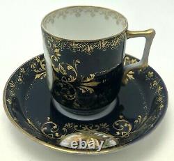 Antique Royal Vienna Portrait Tea Cup & Saucer Cobalt Gold Bindenschild Elegant