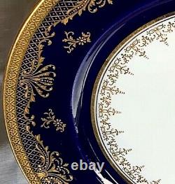 Antique Tiffany & Co. Cauldon Ltd Angleterre 2 Luncheon Plaques Cobalt Gold Gilt