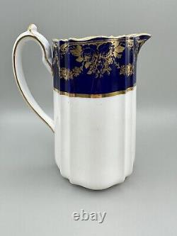 Antique Wedgewood Cobalt Blue Gold Pot De Café Pitcher Victorian Design 1890s