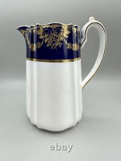 Antique Wedgewood Cobalt Blue Gold Pot De Café Pitcher Victorien Géorgien 1890s