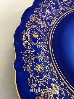 Assiette Décorative Antique Victorial Lady Cobalt Bleu & Or Fabriqué En Allemagne