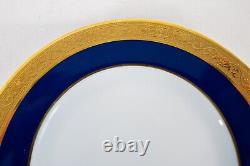 Assiette à pain Raynaud Limoges Conde dorée incrustée d'or bleu cobalt de 6 1/2 po de diamètre