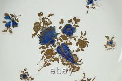 Assiette de 8 pouces Caughley Cobalt Blue & Gold Dresden Flowers vers 1775-1790