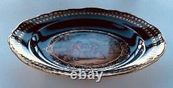 Assiette en porcelaine Meissen élégante vers 1880, cobalt bleu et dorure en or, 8-1/2 pouces.