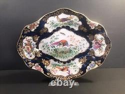 Assiette en porcelaine antique de Worcester / Bleu cobalt / Or / Oiseau / Angleterre C. 1900 / Bol / Plateau