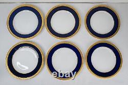 Assiettes de dîner en porcelaine Copeland Spode bleu cobalt avec incrustations dorées – Ensemble de 10, diamètre de 10 1/4 pouces - Antiques.
