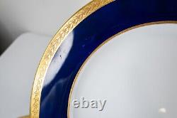 Assiettes de dîner en porcelaine Copeland Spode bleu cobalt avec incrustations dorées – Ensemble de 10, diamètre de 10 1/4 pouces - Antiques.