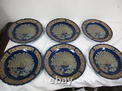 Assiettes marocaines en porcelaine bleu cobalt Taous avec motif paon de 9 3/4 pouces (6)