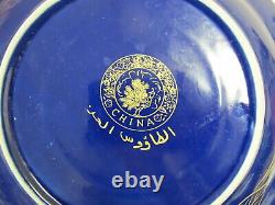 Assiettes marocaines en porcelaine bleu cobalt Taous avec motif paon de 9 3/4 pouces (6)