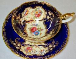 Aynsley Exquisite Aristocrat Cobalt Blue Cup & Soucoupe Années 1940