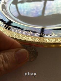 Aynsley Georgian Cobalt Blue & Gold Bone China Serving Platter 16x12+smooth
