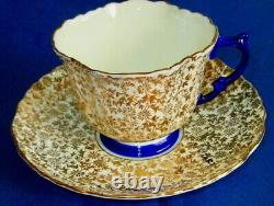 Aynsley Rare Antique Art Deco Cobalt Blue Gold Bone Chine C605 Cup & Saucer