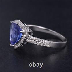 Bague en or 14 carats avec tanzanite bleue naturelle de 2,20 carats et diamant certifié