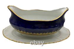 Bateau à sauce en porcelaine de MOSTOROD/Égypte/Bleu cobalt & or