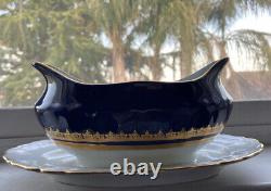 Bateau à sauce en porcelaine de MOSTOROD/Égypte/Bleu cobalt & or