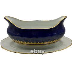 Bateau à sauce en porcelaine de MOSTOROD/Égypte/Bleu cobalt & or