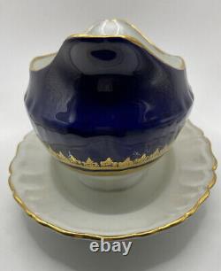 Bateau à sauce en porcelaine de MOSTOROD/Égypte/Bleu cobalt & or