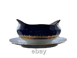 Bateau à sauce en porcelaine de MOSTOROD/Égypte/Bleu cobalt & or