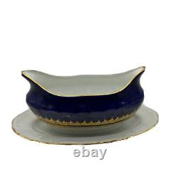 Bateau à sauce en porcelaine de MOSTOROD/Égypte/Bleu cobalt & or