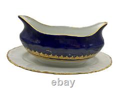 Bateau à sauce en porcelaine de MOSTOROD/Égypte/Bleu cobalt & or