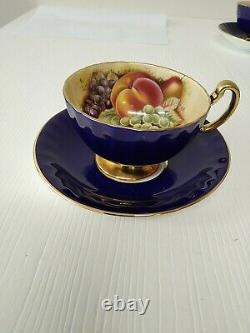 Belle Aynsley Cobalt Orchard Gold Bone Chine Tea Cup & Saucer. Nouveau