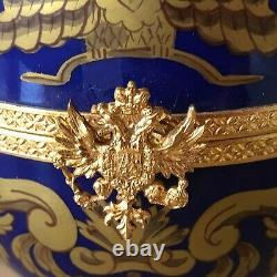 Belle Faberge Cobalt Bleu & Or Limoges Oeuf Czarevitch Impérial