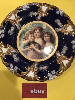 Belle Plaque Royale Antique De Cobalt Et D’or De Vienne Avec Le Portrait