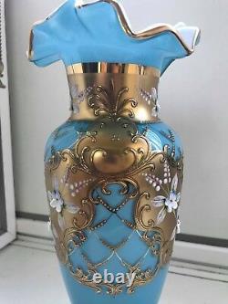 Bohême Bohême Bleu Cobalt Or Plaqué Vase En Porcelaine