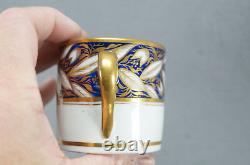 British New Hall Pattern 540 Cobalt & Gold Floral Coffee Cancer & Saucer Vers 1800