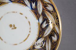 British New Hall Pattern 540 Cobalt & Gold Floral Coffee Cancer & Saucer Vers 1800
