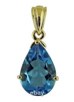 Cadeau pour Elle Pendentif en Or Jaune 14 carats avec Pierre de Topaze Bleue Suisse Bijoux Indiens
