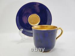 Coalport Demitasse Cup And Saucer Cobalt Blue Gold Gilt Ca 1900 Antique 4oz