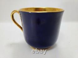 Coalport Demitasse Cup And Saucer Cobalt Blue Gold Gilt Ca 1900 Antique 4oz