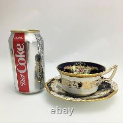 Coalport Porcelaine Works Cup & Saucer Teacup Cobalt Blue Gold Jante Antique