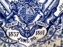 Coalport Queen Victoria 1897 Diamond Jubilé Plaque Angleterre Cobalt Bleu Or Doré