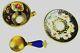 Crown Ancienne Staffordshire Miniature Cup, Saucer & Spoon, Cobalt Blue &gold