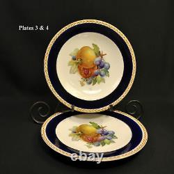 Crown Ducal Set 9 Deep 8 3/4 Plaques Fruit 5 Designs 1916-1925 Cobalt Blue Gold