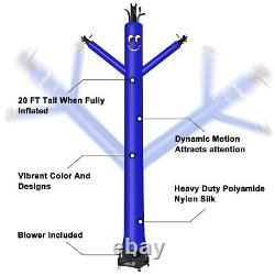Danseur de marionnettes bleues gonflables MOUNTO de 20 pieds avec un souffleur de 1hp de 18 pouces