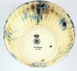 Doulton Burslem Round Vase Bowl Flow Blue Gold Détails Peints À La Main Fin Des Années 1800
