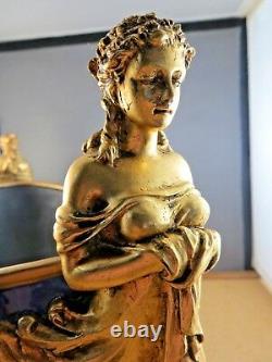 Éblouissant Cobalt Bleu Élaboré Gold Ship Prow Maiden Figurine Tête De Cercle