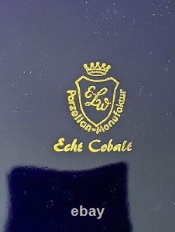 Echt Cobalt Kobalt Porzellan-manufakzur Elw. Bleu Avec Garniture Or & Ensemble De Thé Floral