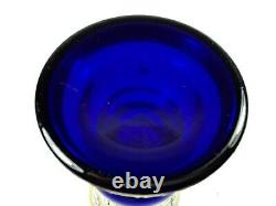 Egermann Bohemian Vase En Cristal En Or Bleu Cobalt Et Fleurs Appliquées Gilt