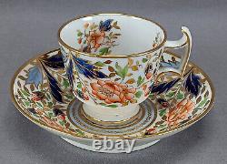 Emploi Ridgway 2/138 Cobalt Blue Orange Floral & Gold Coffee Cup & Saucer 1808-1814
